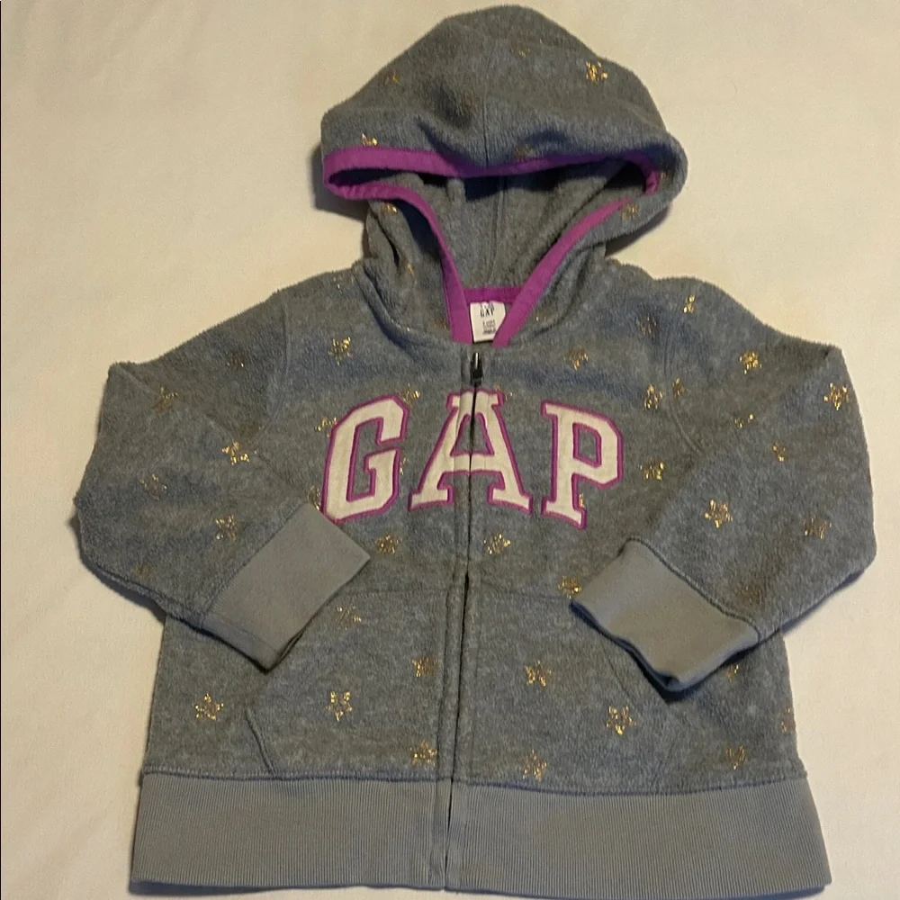 GAP Kids Gray Hoodie with Pink and Gold Details